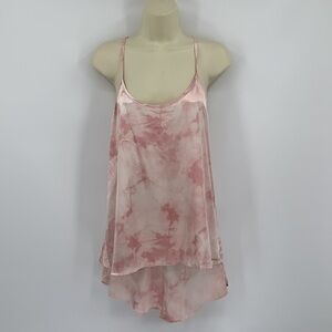 Cozy Rozy silky two piece set lounge pajama pink tie dye cami shorts new XL